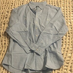 Lands' End Men's Casual Light Blue Button Down Shirt
